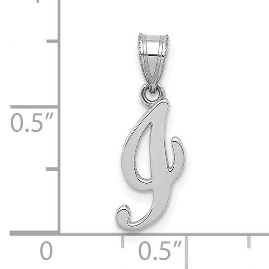14K White Gold "I" Letter Pendant with Script Design