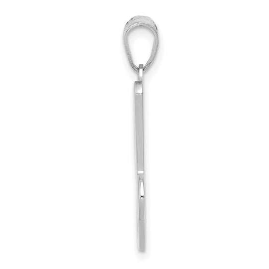 14K White Gold “J” Initial Pendant – Calligraphy Style