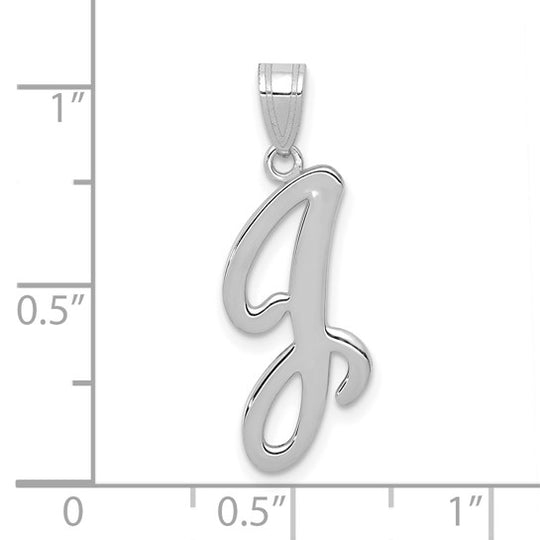14K White Gold “J” Initial Pendant – Calligraphy Style