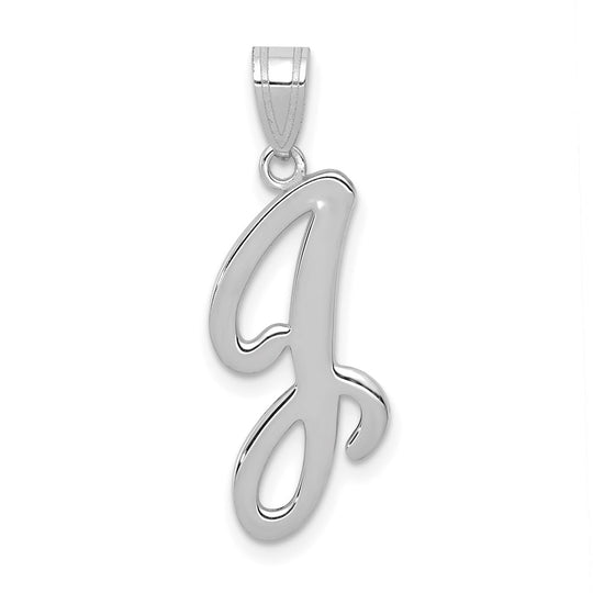 14K White Gold “J” Initial Pendant – Calligraphy Style