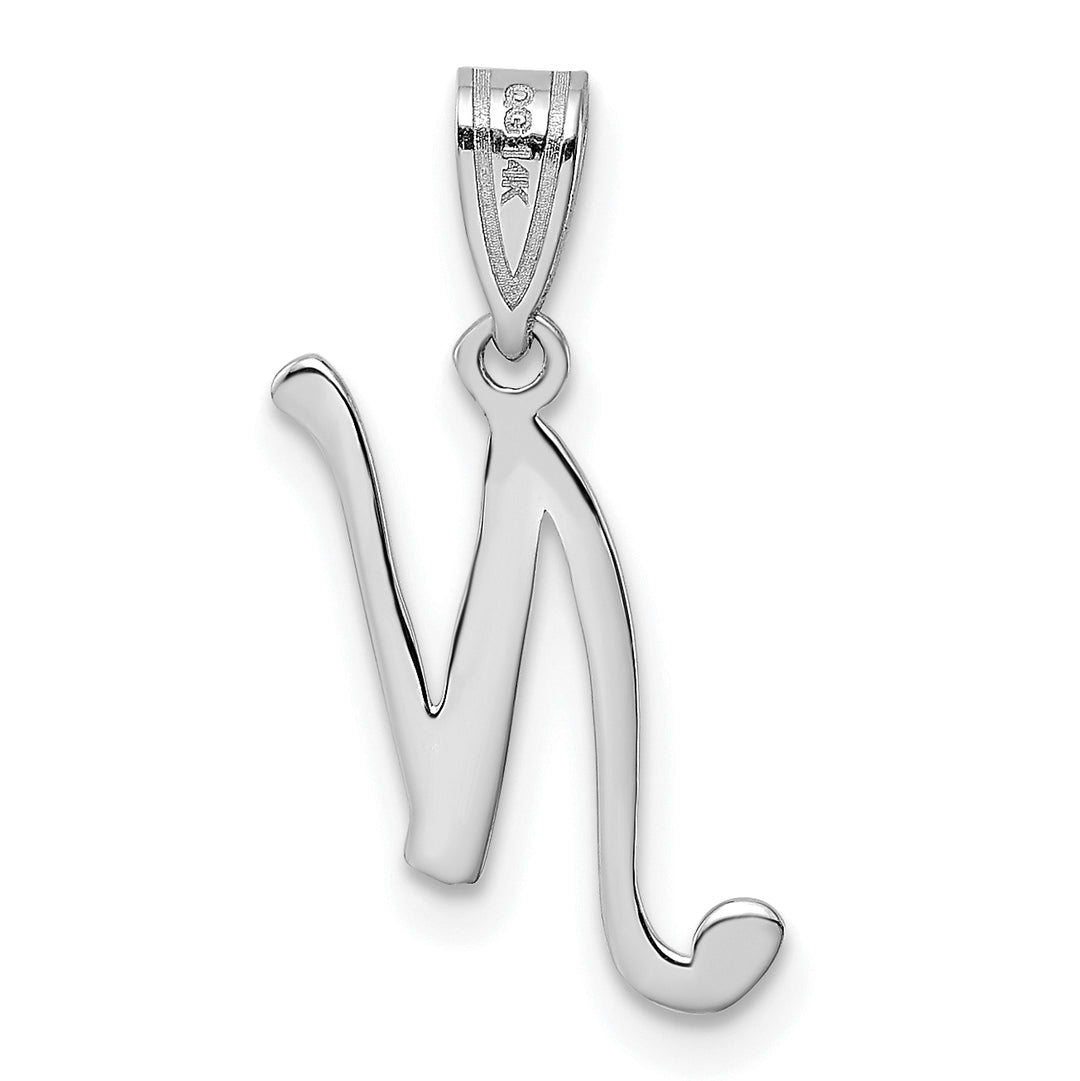 Dije con Letra "N" Inicial en Oro Blanco de 14K - Estilo Script
