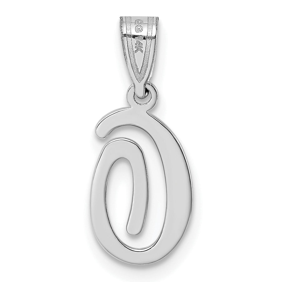Dije Inicial Letra "O" en Estilo Manuscrito de Oro Blanco 14K