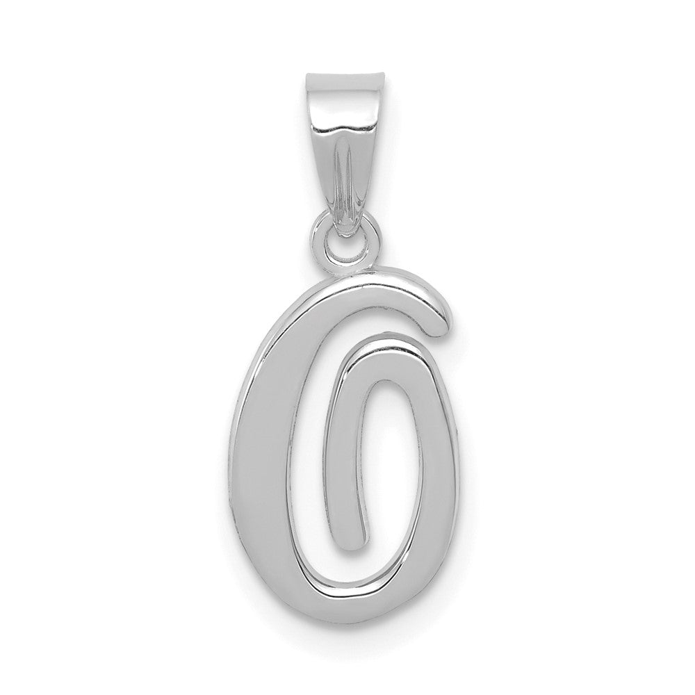Dije Inicial Letra "O" en Estilo Manuscrito de Oro Blanco 14K