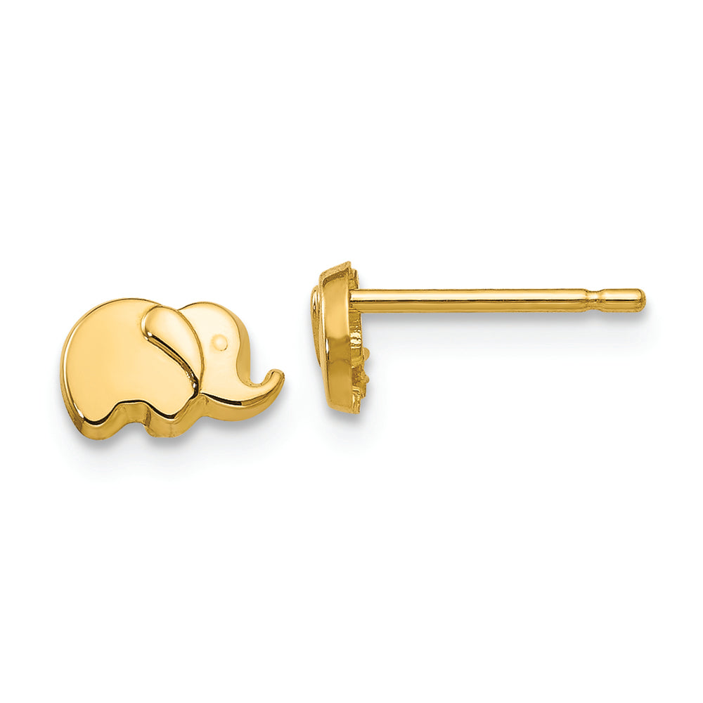 Pendientes de Elefante Pulidos de 14K Oro Amarillo