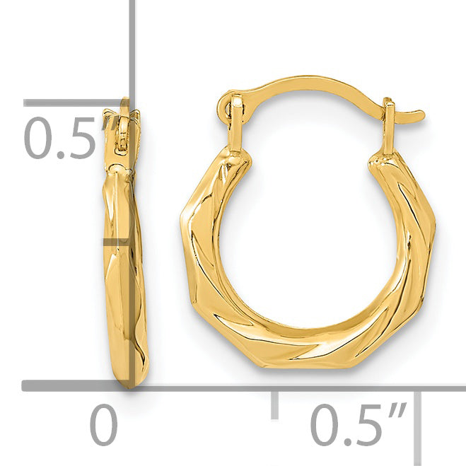 Polished Twisted Hoop Earrings in 14K Yellow Gold