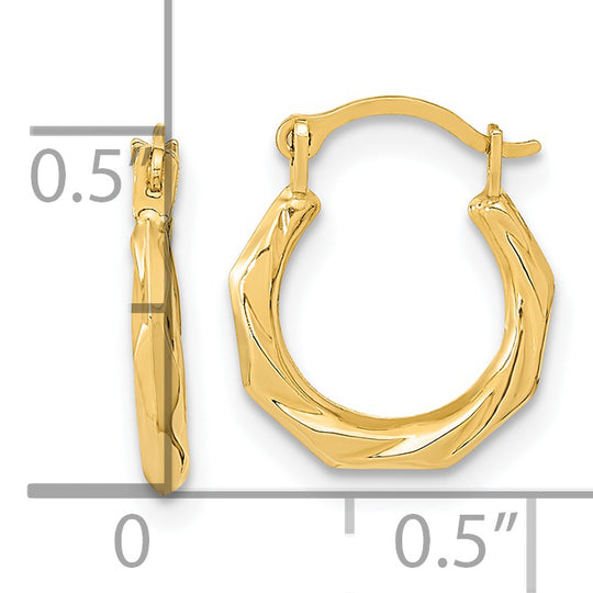 Polished Twisted Hoop Earrings in 14K Yellow Gold