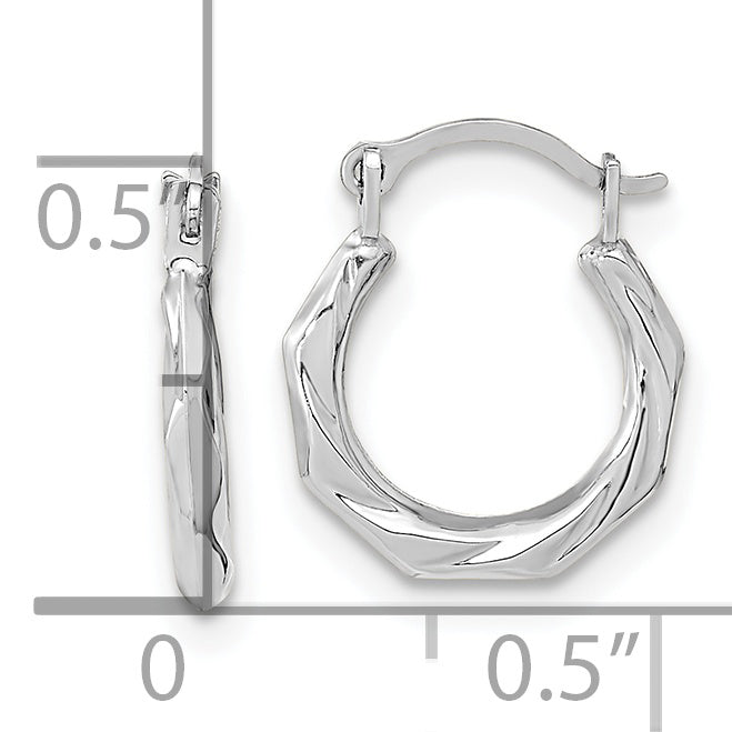 Pendientes de Aro Torcido Pulido en Oro Blanco de 14K