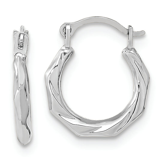 Polished Twisted Hoop Earrings in 14K White Gold