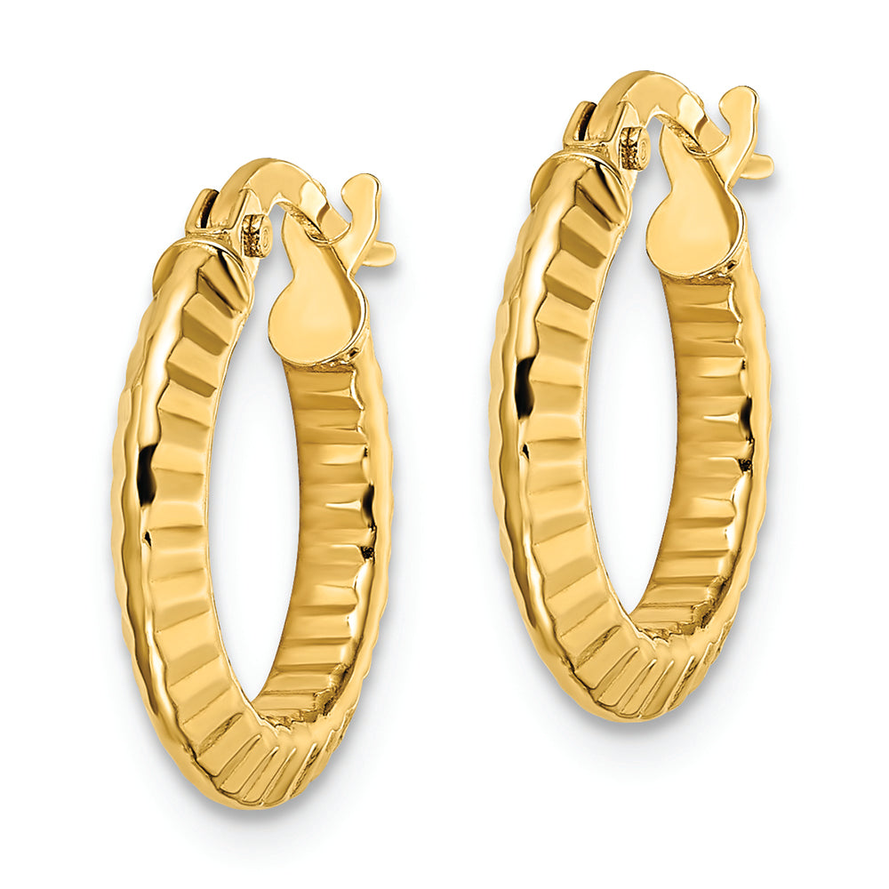 Aretes de Aro en Oro Amarillo de 14K Pulidos con Corte Diamante