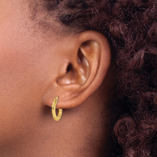 Aretes de Aro en Oro Amarillo de 14K Pulidos con Corte Diamante