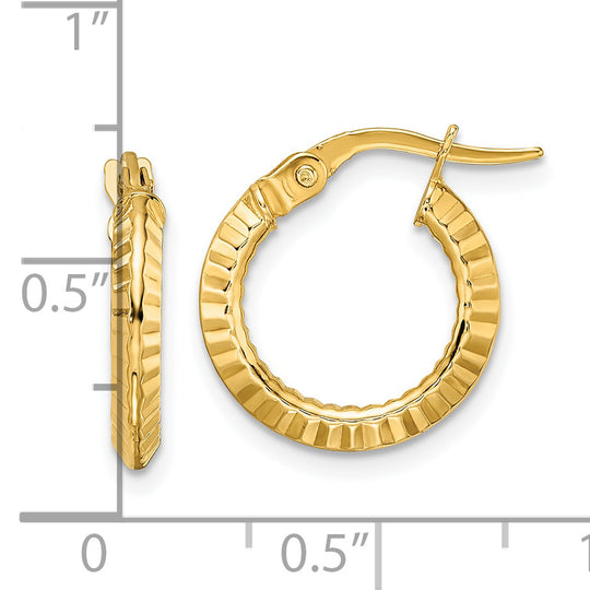 Aretes de Aro en Oro Amarillo de 14K Pulidos con Corte Diamante