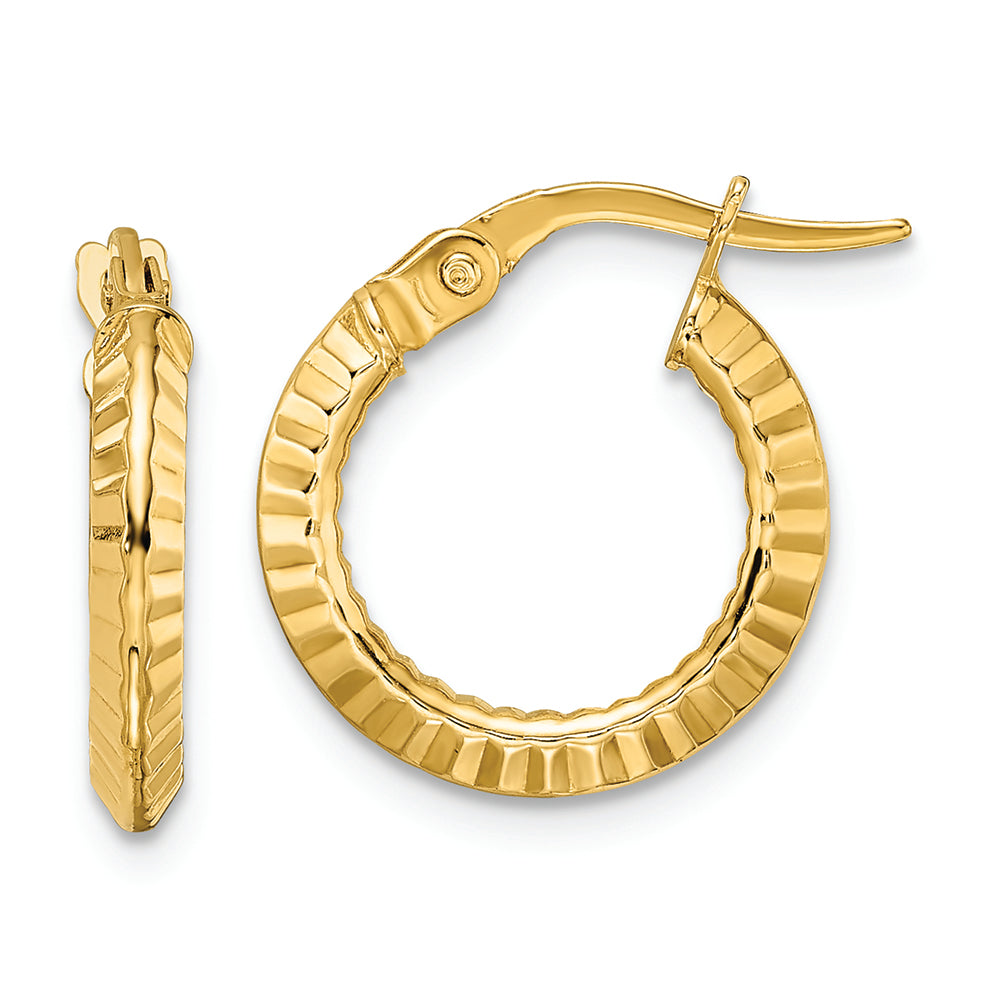 Aretes de Aro en Oro Amarillo de 14K Pulidos con Corte Diamante