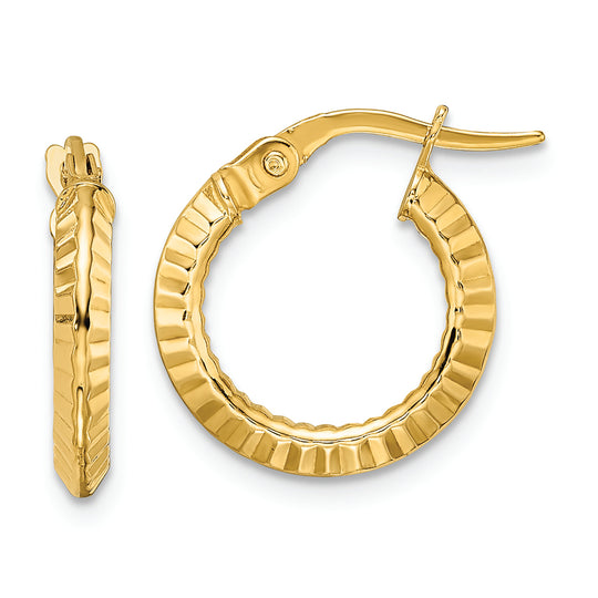 Aretes de Aro en Oro Amarillo de 14K Pulidos con Corte Diamante