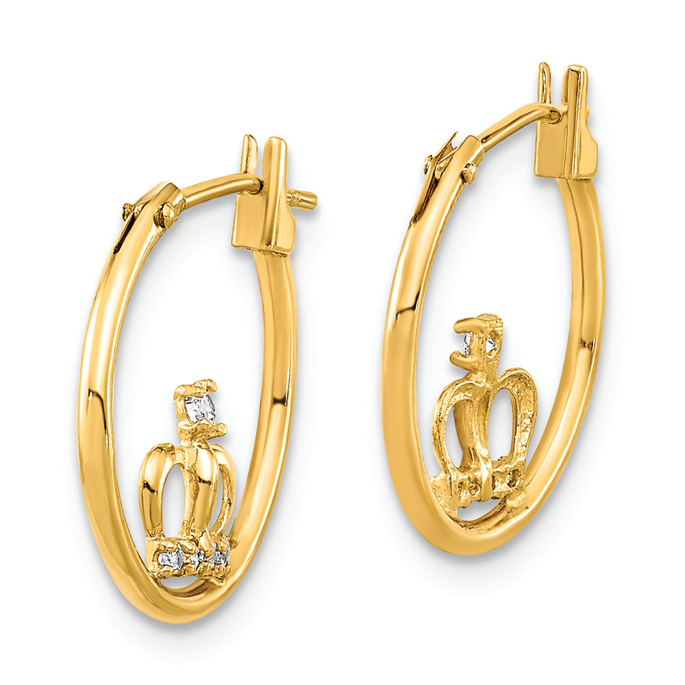 Aretes de Aro con Corona y Circonias Cúbicas en Oro Amarillo de 14k
