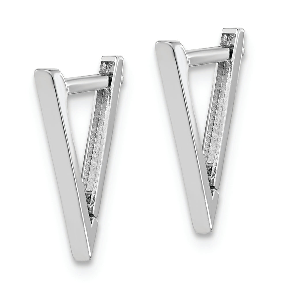 Aretes de Aro Triangulares Pulidos en Oro Blanco de 14K