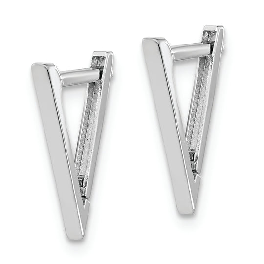 Aretes de Aro Triangulares Pulidos en Oro Blanco de 14K