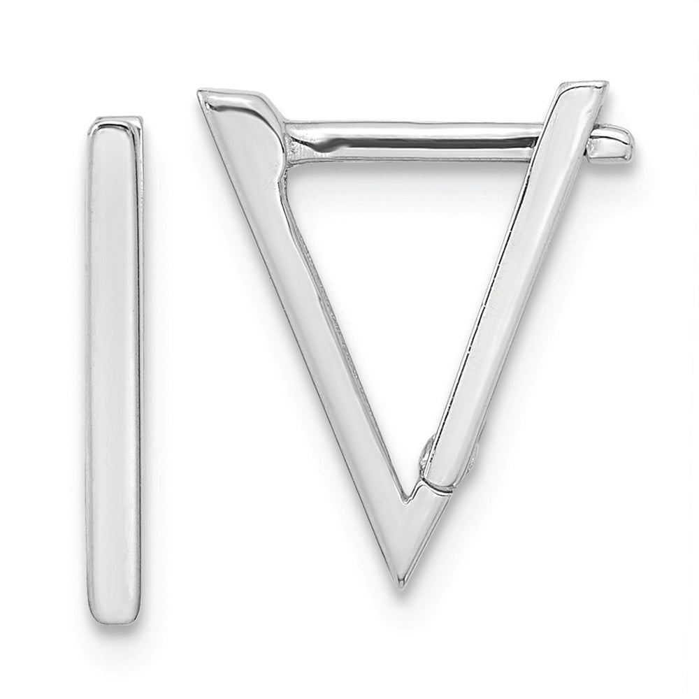 Aretes de Aro Triangulares Pulidos en Oro Blanco de 14K