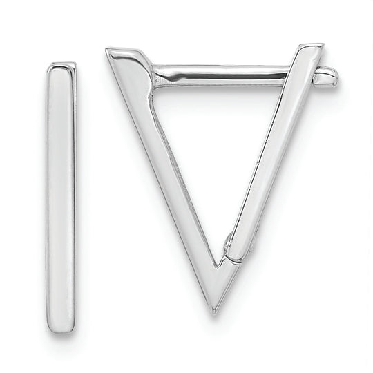 Aretes de Aro Triangulares Pulidos en Oro Blanco de 14K
