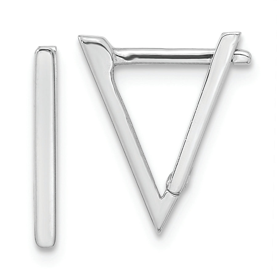 Aretes de Aro Triangulares Pulidos en Oro Blanco de 14K