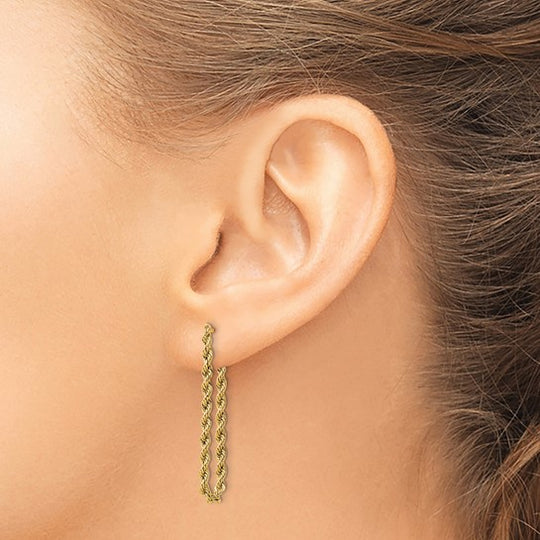 14K Yellow Gold Polished Rope Drop Earrings