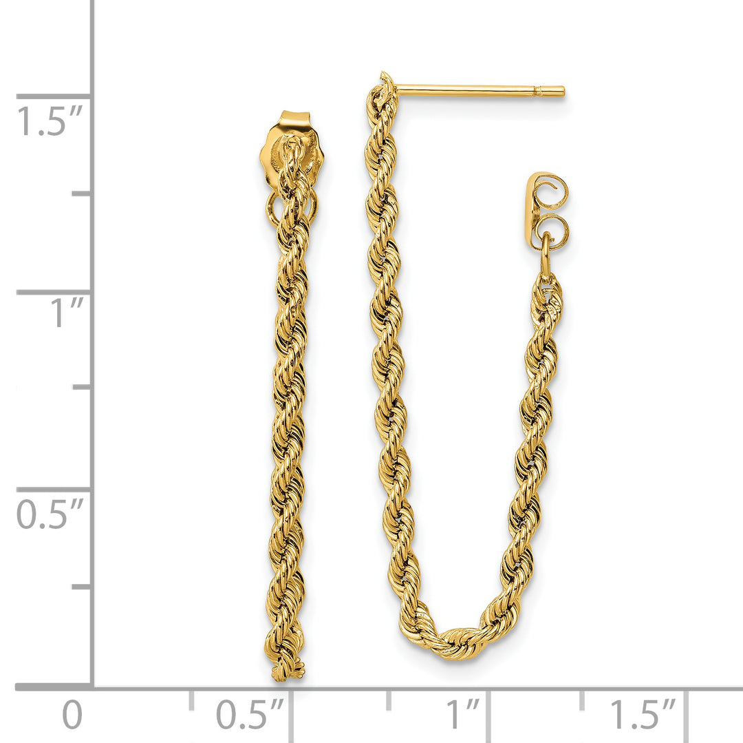14K Yellow Gold Polished Rope Drop Earrings