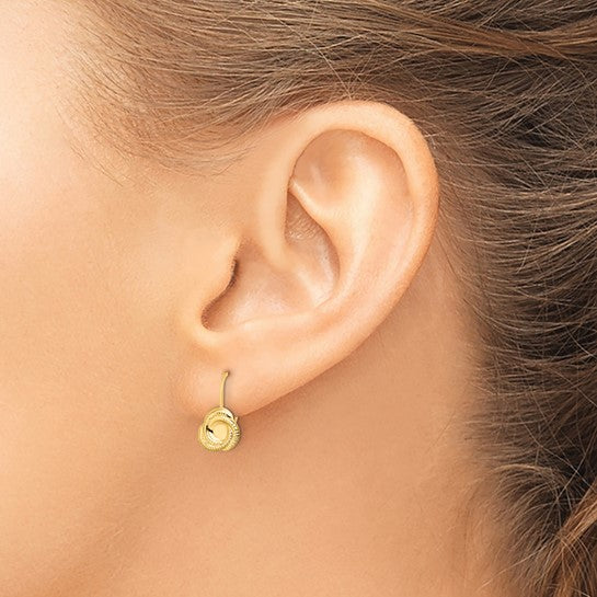 Pendientes Love Knot de Oro de 14k con Acabado Pulido y Cierre Enganche