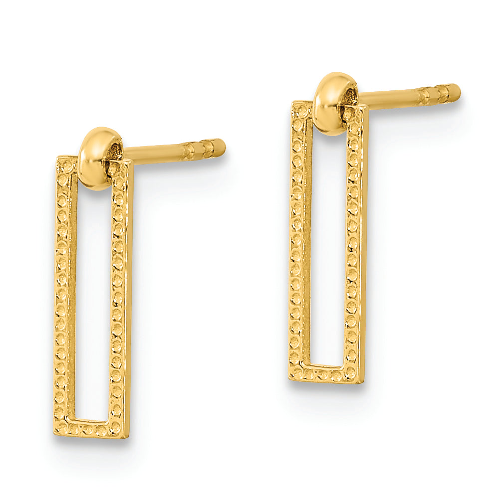 14K Polished Open Rectangle Dangle Earrings