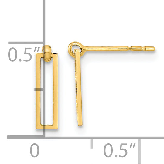 14K Polished Open Rectangle Dangle Earrings