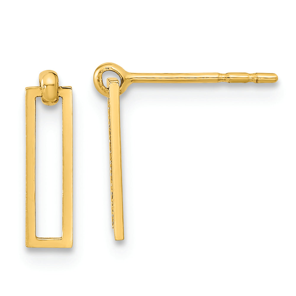 14K Polished Open Rectangle Dangle Earrings