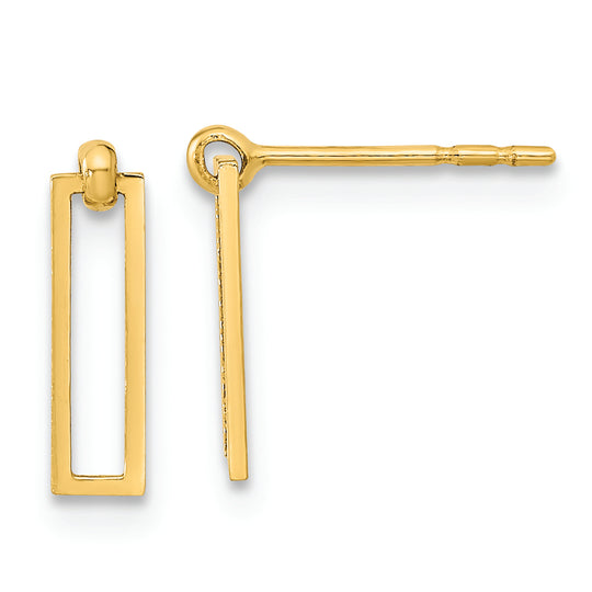 14K Polished Open Rectangle Dangle Earrings
