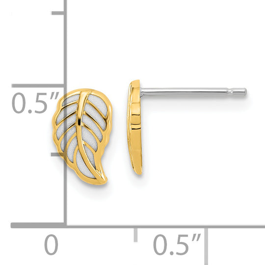 14k Two-Tone Gold Leaf Stud Earrings