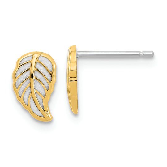 14k Two-Tone Gold Leaf Stud Earrings