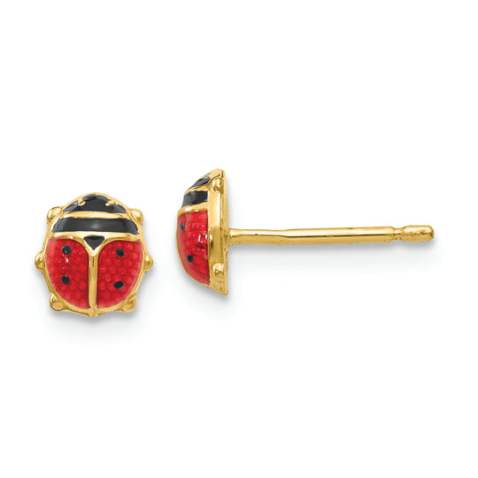 Aretes de Mariquita con Esmalte en Oro de 14k