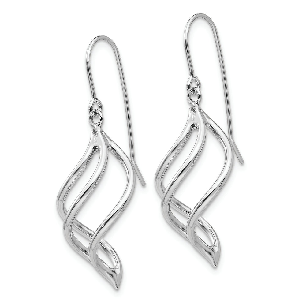 14K White Gold Spiral Design Drop Earrings