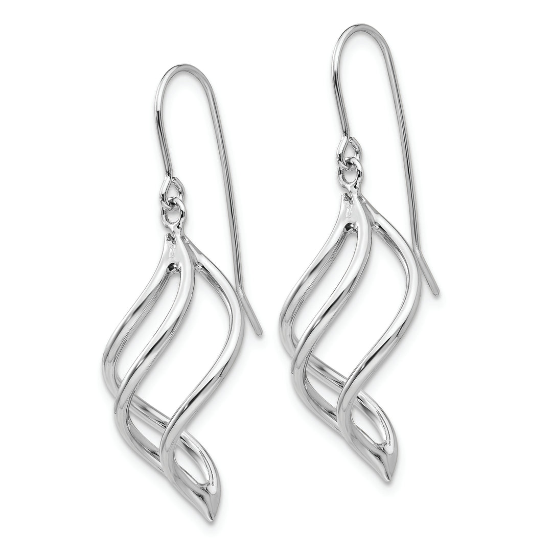 14K White Gold Spiral Design Drop Earrings