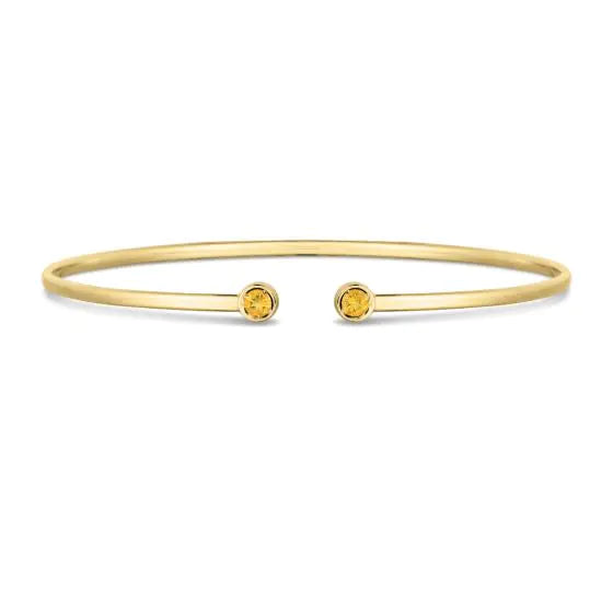 Brazalete Abierto de Citrino en Oro de 14k