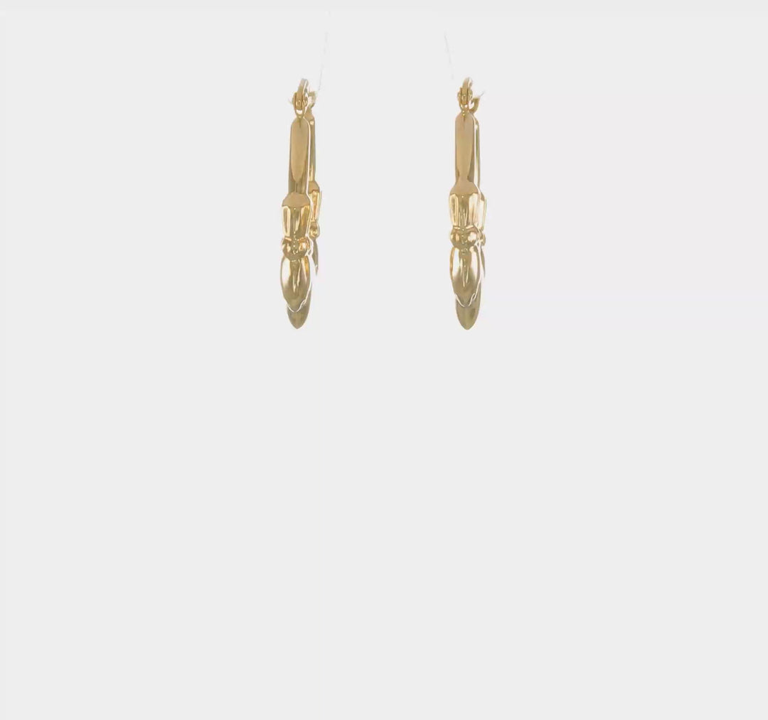 Aretes de Aro Claddagh en Oro Amarillo de 14k Pulido