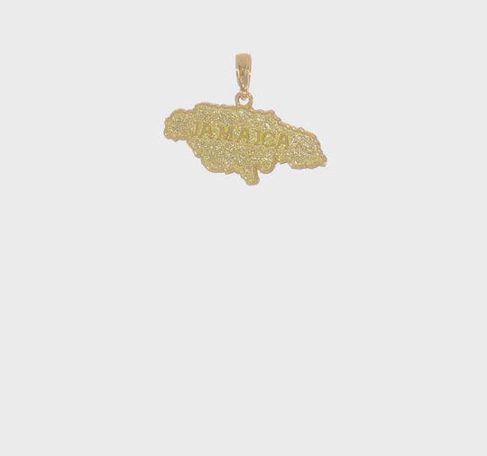Dije Texturizado del Mapa de Jamaica en Oro Amarillo de 14k