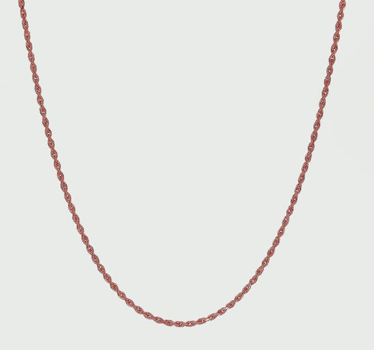 Pulsera de Cuerda en Oro Rosa de 14K, 8 pulgadas, 2 mm, Corte Diamante, con Cierre de Langosta