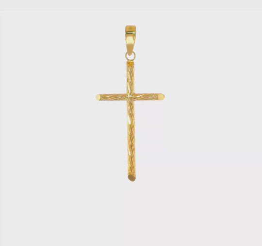 Elegant Polished and Textured Cross Pendant in 14K Yellow Gold