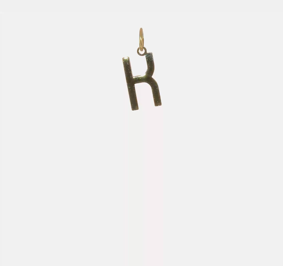 Initial Letter K Pendant in 14K Yellow Gold