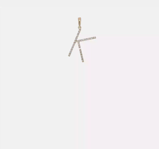 14K Diamond Initial Letter K Pendant
