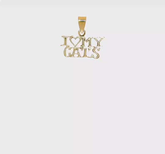 Colgante "I Heart My Cats" en Oro Amarillo de 10K