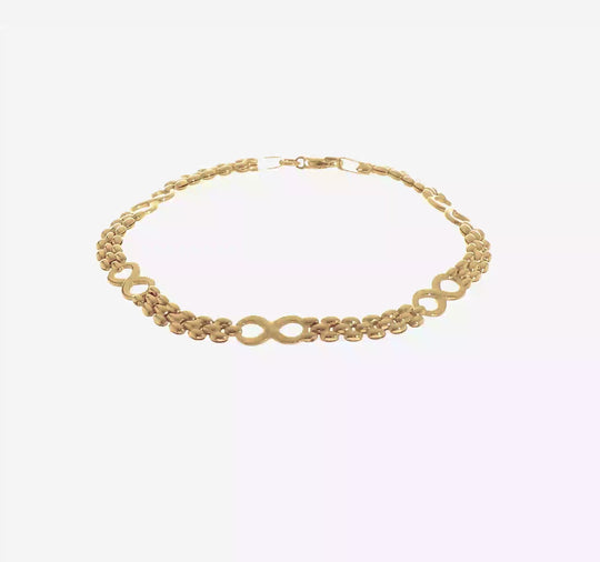 Pulsera Infinity y Fancy Link de 14K Pulida de 7.5 Pulgadas