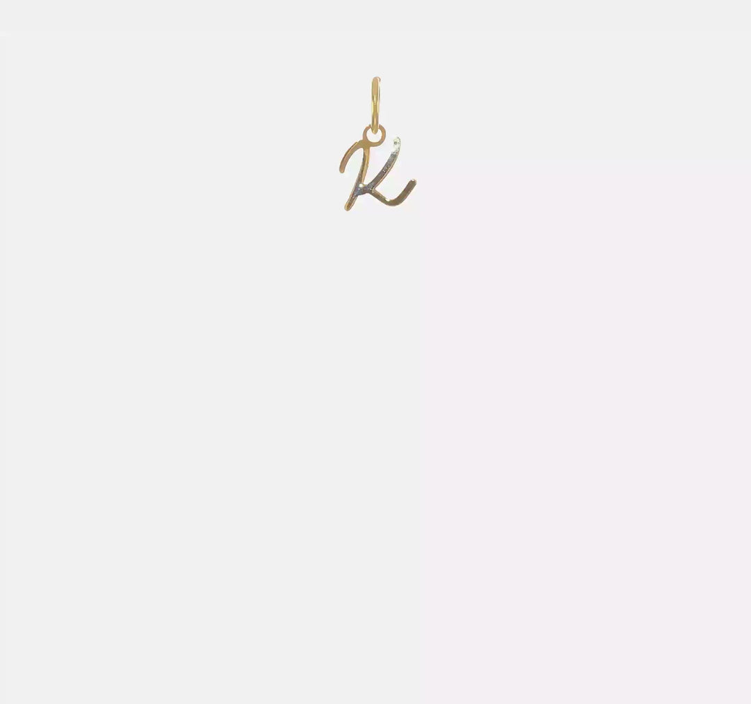 Capital Letter "K" Pendant in 14K Yellow Gold