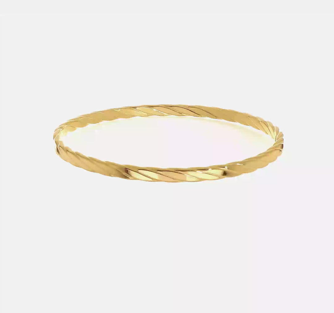 14k Yellow Gold 4mm Twist Textured Slip-on Bracelet