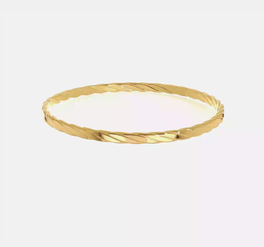 14k Yellow Gold 4mm Twist Textured Slip-on Bracelet