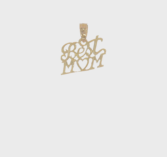 Dije Best Mom con Corazón en Oro Amarillo de 14K