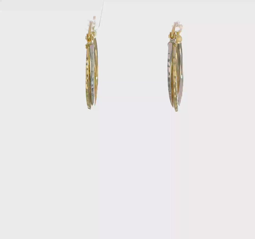 10K Two-Tone Diamond-Cut Twisted Hoop Earrings