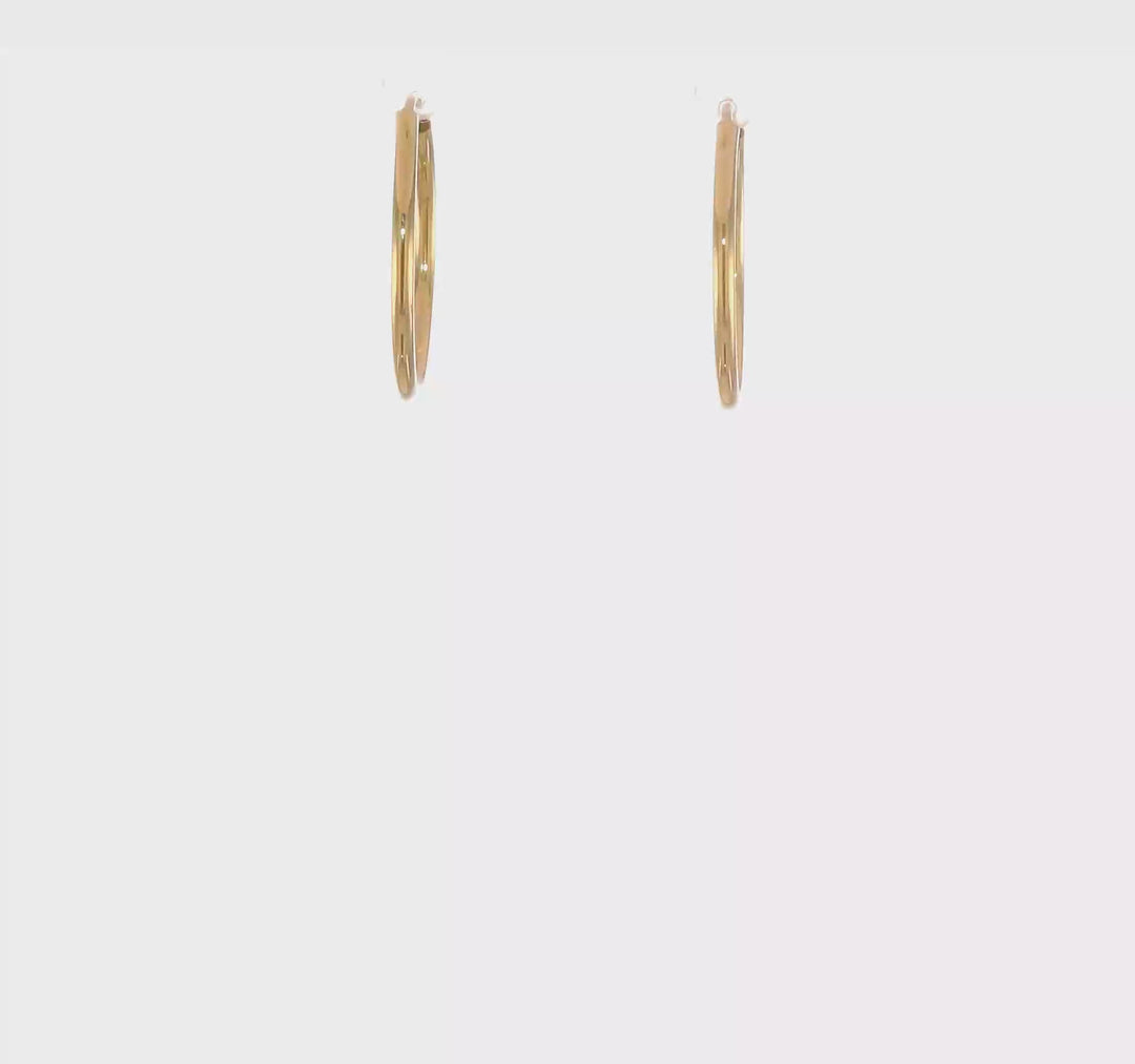 14K Yellow Gold Endless Hoop Earrings, Polished 1.5mm